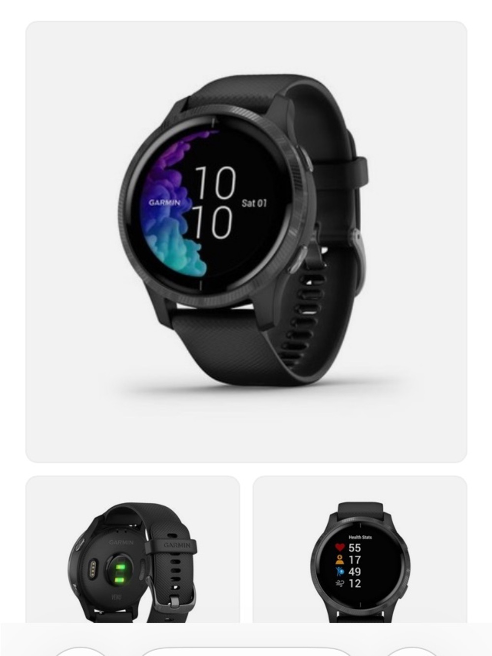 Garmin Venu Black with Slate Hardware Black AMOLED Fitness Smartwatch